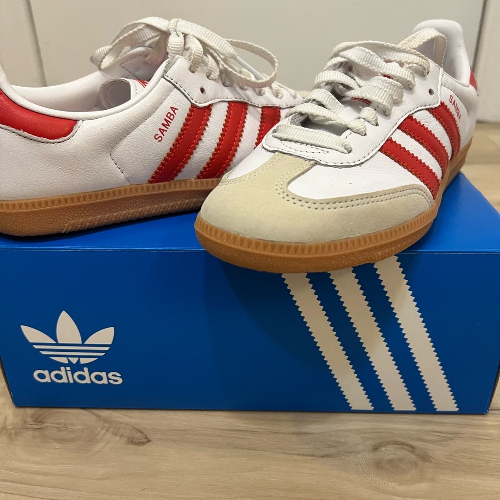 Adidas Samba OG White and Red Women's Sneakers